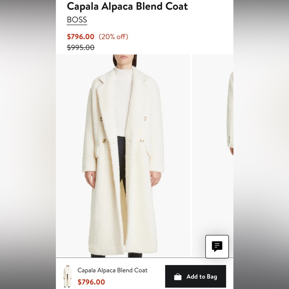 ISO!!! Hugo Boss Capala Alpaca Blend Coat in Soft Cream